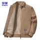 ROMON jacket men's autumn and winter lapel comfortable top business casual corduroy jacket men 2422 khaki thickened 2XL