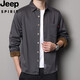 JEEP SPIRIT Jeep velvet shirt 2025 young and middle-aged autumn and winter long-sleeved Tencel winter loose casual shirt anti-wrinkle jacket gray Jeep shirt M 100-115Jin Jin equals 0.5 kg