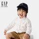 Gapu same style for both big and small children, boys and girls spring pure cotton long-sleeved shirt children's wear 675835 white 120 cm (6-7 years old) Asian size