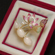 WOUG pink lotus brooch for women, exquisite small fragrance design corsage, sexy suit flower brooch, pink lotus No. 1