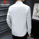 Pierre Cardin Langarm Shirt Männer Frühlingshemd Männer Solid Color Business Casual Gentleman Top Männer weiß XL