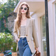 Betu Women's 2025 Spring New Suit V-neck Fashion Temperament Loose Casual Suit Jacket Women 2502T84 Khaki M