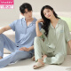Modal couple pajamas spring and autumn short-sleeved trousers one man and one woman cool ice silk summer cardigan large size suit NSN-12109 women-12309 men M women M men's L