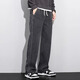 Pantalones casuales de carpintería de carpintería para hombres 2025 Pantalones rectos de la pierna ancha suelta para hombres Pantalones casuales elásticos versátiles versátiles para hombres 1048 Negro + 1048 Gray oscuro XL Recomendado 120-150Jin [Jin equivale a 0.5 kg] Tamaño universal