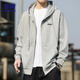 ROMON sweatshirt men's autumn loose casual jacket men's versatile hooded cardigan top men WY333 light gray L