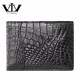 V.V.Brown Men's Business Card Case Driver's License Bag Crocodile Pickup Bag Card Holder Genuine Leather Unisex ID Bag Black