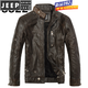 JEEP SPIRIT autumn and winter Haining motorcycle leather jacket men's PU fur one-piece leather jacket men's stand-up collar casual leather jacket youth jacket black 8822 XL 180/138-155Jin Jin equals 0.5 kg wear