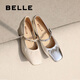 Belle buckle fashion Mary Jane shoes for women 25 spring new genuine leather fashion elegant shoes D4A1DAQ5 beige 37