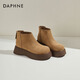 DAPHNE Bottes de neige Daphné chaussures chaudes en coton pour femme hiver nouvelles bottes courtes rétro Maillard à semelles épaisses bottes extérieures couleur caramel velours hauteur du talon 5,5 cm 37 (235 mm) taille standard