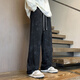 
IZEXX Star High Street Casual Pants Men's Spring and Summer Wide Legs Draped Loose Trendy Brand Straight Long Pants IZ27 Flower Bottom Black L