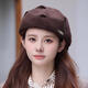 
Qisi charming (QIANZIJIAOMEI) spring and autumn style retro British style forward hat versatile painter hat long iron mark front and back two wear wool bud hat women black uniform size