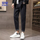 
ROMON jeans men's summer slim pants men's trendy brand small feet trousers casual men's pants trendy black gray 32
