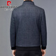 皮尔卡丹（pierre cardin）春秋新款男士外套中年爸爸装羊毛呢子保暖厚款立领夹克棉服 XL-MN2216灰色 L 175 【体重120斤-130斤】