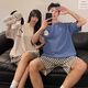 
Cat couple's new summer short-sleeved pure cotton pajamas 2025 thin cute home clothes CW#9925 M Women + Men L