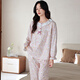 
New step (XINYIBU) 100% cotton thin spring and autumn pajamas for women long sleeves elegant lace printed home clothes for outdoor wear S4865 M