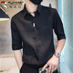 Specht (Tucano) Shirt Herren Frühling und Sommer dünne Fünf-Punkte-Hülle Casual Shirt Herren koreanischer Stil Trendy Jacke Herren Schwarz XL