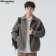 
MMOPTOP American pure cotton retro lapel work jacket spring and autumn men's versatile functional jacket MJK03 dark gray XL