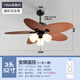Weather Vane mittelalterlicher Stil Retro Restaurant Lüfter Licht Imitation Weinblätter Pastoral Country Style Variable Frequenz Großer Windkraft Stille Deckenlüfter Licht 52-736A Licht Farbe Blatt 3 Lampe runde Steinmuster Abdeckung