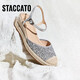 
STACCATO 2025 spring new barley shoes bag-toe sandals fisherman shoes thick-soled height-enhancing women's sandals EUQ08AH5 shining ginkgo 34