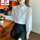 
Piercadian embroidered cotton shirt for women 2025 autumn new fashion embroidered white shirt loose versatile long-sleeved top CY9227 Black S [Suggested 75-95Jin [Jin equals 0.5 kg]]
