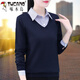 Woodpecker Faute chemise en deux pièces pour femmes manches longues couvrant le ventre 2025 Spring New Base Shirt Mom Shirt Temperament Shirt Top WS5009 Yellow 2xl recommandé 125-135Jin [Jin est égal à 0,5 kg]