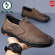 Specht Lederschuhe Herren 2025 Neue Business Casual Schuhe Herbst Atmungsfreie Herrenschuhe Weiche Kuhlattenbohnenschuhe Echtes Leder mittleren Alters Schuhe Khaki 6198 38