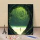 Dragon Sight Guérison paysage d'huile numérique peinture de bricolage à la main et à la guérison de style inscripteur de style inscripteur à la main Z-677 Espace oublié 30 * 40 Cadre intérieur + stylo pigment + crochet (sans bordure)