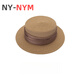 NY-NYM设计师法式绸缎气质礼帽女褶皱织带草帽夏季防晒遮阳帽度假太阳帽 米色-杏色带 M(56-58cm)