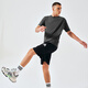 Adidas T-shirt men's summer sports breathable thin loose cotton short sleeves dark gray/light gray XL
