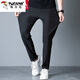 Pájaro carpintero [dos paquetes] pantalones casuales de seda de hielo para pantalones para hombres para hombres delgados de verano en el estiramiento recto recto ropa casual de ropa mbs704 negro + gris (estilo de seda de hielo de alta calidad) XL