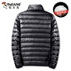 Woodpecker thin down jacket men's short winter warm and cold protection white duck down solid color fashionable casual jacket top clothes men 18819 black (stand-neck down jacket) 2XL (recommended weight 140-160 Jin [Jin equals 0.5 kg])

