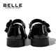 百丽童鞋女童黑皮鞋演出鞋春秋儿童学生鞋乐福鞋中大童单鞋 黑色28