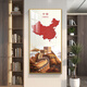 画之楼中国地图玄关装饰画入户门挂画客厅走廊过道办公室背景墙壁画挂画 中国梦X15052金色边框 200*100cm-推荐宽1.4米以上墙面