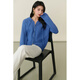 Basic House/Baijiahao hooded double zipper sweater spring style solid color loose raglan cardigan jacket blue M