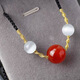 Collar de cuentas de transporte del mismo estilo de Zhou Dasheng, trenza de ágata roja, trenza de las parejas de buena suerte y paz, cuentas de transporte de regalos M1421 [Collar de ágata roja de hilo de oro]