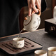 Porcelain brand tea set, one pot and four cups, household light luxury Kung Fu teapot, tea cup with tea tray, small set for making tea for guests, Huang Ru Yu Huang Liang 4 cups + walnut color small square plate