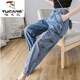 Woodpecker (TUCANO) 2025 spring and summer new jeans for women, slim and versatile, large size fat girl loose Harren Roll work pants for women, W9923# blue S 80-95Jin [Jin equals 0.5 kg]