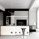 Nordic Minimalist Long Strip Einline-Restaurant Kronleuchter moderne einfache schwarze weiße Smart Bar Counter Insel Esstischlampe YA Schwarz [Quadratplattenstil/880 mm]