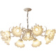 
XMSJ French pastoral living room chandeliers creative internet celebrity lily of the valley flower lamp American country retro lamp restaurant bedroom lamp YL6627 green three-head disc 35CM warm light