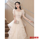 Yinshi new evening dress, female sense, niche light luxury, birthday coming-of-age ceremony, vocal and art test host, high-end banquet, champagne color S