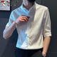 Holzspecker (Tucano) Hemd Herren Frühling und Sommer dünne Fünfviertelhülle Casual Shirt Herren koreanischer Stil Trendige Jacke Herrenkleidung weiß XL