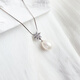 ZHUELLA Pearl Language of Flowers Series Freshwater Pearl 925 Silver Pendant Necklace