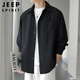JEEP SPIRIT Jeep long-sleeved shirt men's spring trendy shirt men's waffle top jacket men's black XL