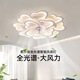 
XMSJ Nordic ceiling fan light creative lotus living room fan light full spectrum smart bedroom fan can be changed 110V full spectrum Ra9712 head A style white-Wuji