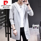 Pierre Cardin Sommer Windbreaker Männer mitten im Stil von Sonnenschutzmitteln für Männer mit mittlerem Stil von Mid Legth Herren, dünne Frühling und Herbst hübsches Umhang Koreanische Studentenjacke Trendy Strick 9908 Kapuzenschwarz S