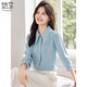 She enjoys long-sleeved shirt women's retro design simple shirt commuting versatile chiffon shirt top cardigan T143C2003