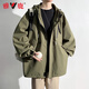Yalu Jacket Outdoor Men's Jacket Hooded Waterproof Windproof Loose Jacket Men's Youth Mountaineering Jacket All-Match Top Khaki M (Recommended 115-130 Jin Jin equals 0.5 kg)