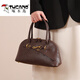 Woodpecker (Tucano) echtes Leder-Frauenbeutel-Tasche tragbarer Pendler Bowling-Tasche One-Shoulder Crossbody-Tasche, um Ihrer Frau und Ihrer Freundin Geburtstagsgeschenk brauner Schal + Geschenke zu geben