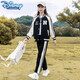 Disney Girls Spring and Autumn Set 2025 New Fashionable Casual Sports Baseball Clothes Children's Clothes Girls' Two-Piece Set Black 1396 Set Two-Piece Set 160 cm