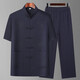 [Traje de espigas de ancianos y ancianos] ropa de ropa de estilo chino papá de verano de manga corta abuelo Tai Chi Padre's Clother Dark Grey [Auspicious y Ruyi Suit] 3xl /43 [160-175Jin [Jin equivale a 0.5 kg]]